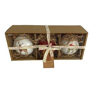 Rae Dunn Christmas Ceramic Ornaments 3 Reindeer Polar Bear North Pole Red 3" NEW